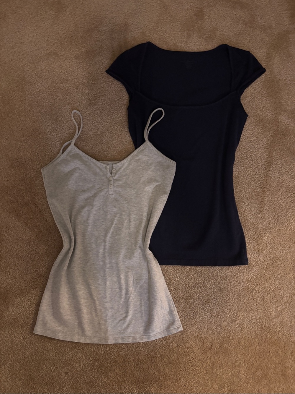 Brandy Melville Navy Scoop Neck Ella Top & Gray Spaghetti Tank